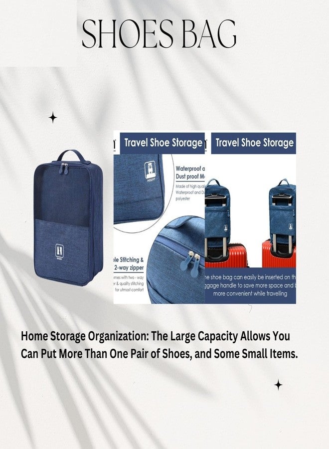 MobFest 3 in 1 Shoe Organiser Polyester Bag Waterproof Footwear Pouch, Portable Storage with Double Side Zipper Easy to Carry for Traveling Men Women Blue - Image 4